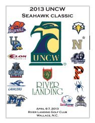 2013 UNCW Seahawk Golf Classic Program.indd - UNC Wilmington ...
