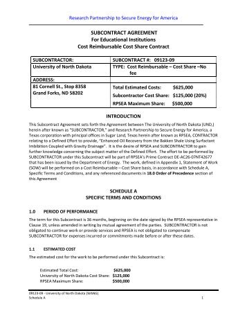 09123-09 subcontract - University of North Dakota