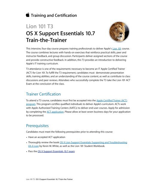 Lion 101 T3 - Training - Apple