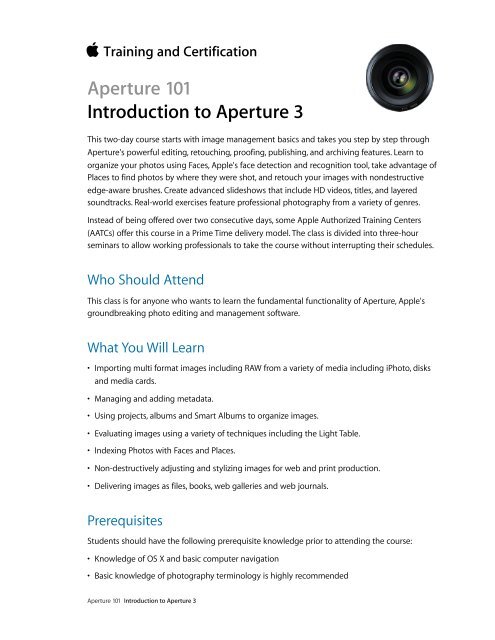 Aperture 101 course (PDF) - Training - Apple