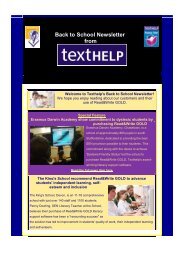 Back to School Newsletter from - Texthelp