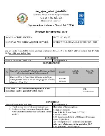 Request for proposal (RFP) - UNDP Afghanistan