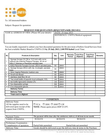 Procurement of Medical Equipment - UNDP Afghanistan