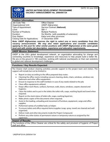 Position Information: UNDP Mission Statement - UNDP Afghanistan