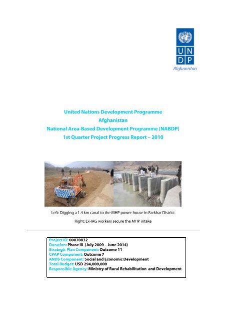 Progress Report Quarter 1 2010 - UNDP Afghanistan