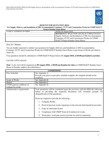 RFQ/UNDP/AFG/ELECT/RFQ/538/2010 Supply, Delivery and ...