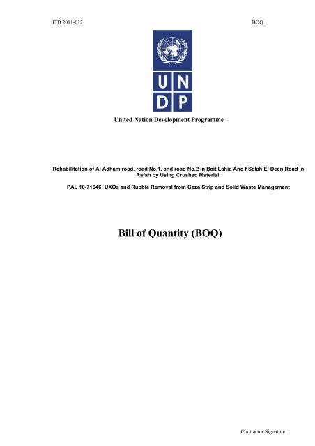 Bill of Quantity (BOQ) - UNDP