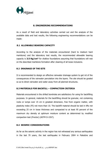 GEOTECHNICAL SITE INVESTIGATION REPORT - UNDP