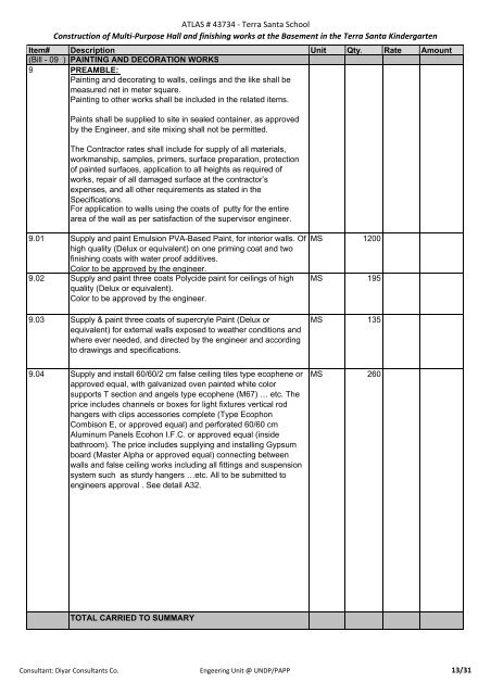 Bill of Quantities - UNDP