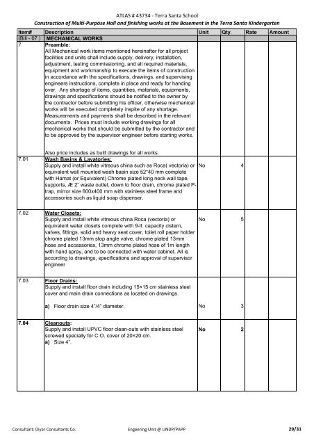 Bill of Quantities - UNDP