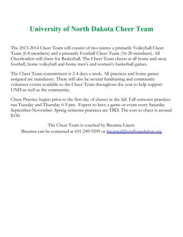Download Cheer Team Tryout Packet - University of North Dakota ...