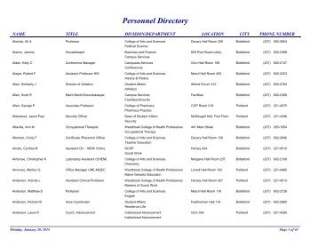Personnel Directory - University of New England