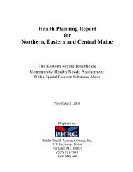 Health Planning Report for Northern, Eastern and Central Maine