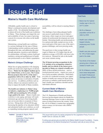 Maine's Health Care Workforce - University of New England