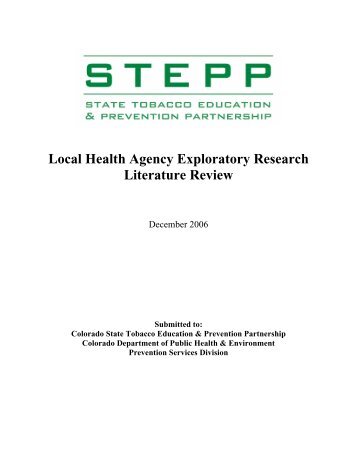 Local Health Agency Exploratory Research Literature Review