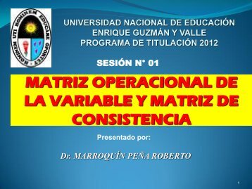 Variable I - Universidad Nacional de EducaciÃ³n Enrique GuzmÃ¡n y ...