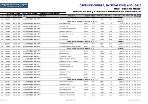 ORDENES DE COMPRAS 2010 RO Y RDR