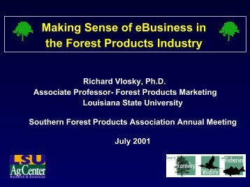 Making Sense of eBusiness in the Forest Products Industry. R ...