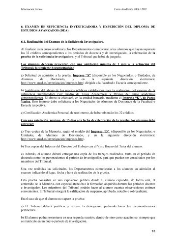 6. EXAMEN DE SUFICIENCIA INVESTIGADORA Y ... - Uned