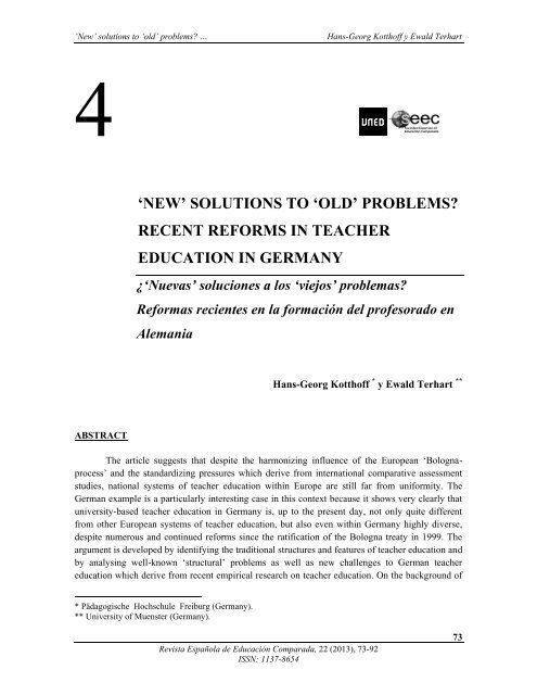 'NEW' SOLUTIONS TO 'OLD' PROBLEMS? RECENT ... - UNED