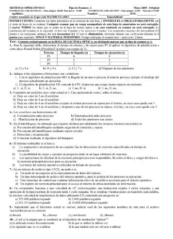 SISTEMAS OPERATIVOS I Tipo de Examen: A ... - UNED Cervera