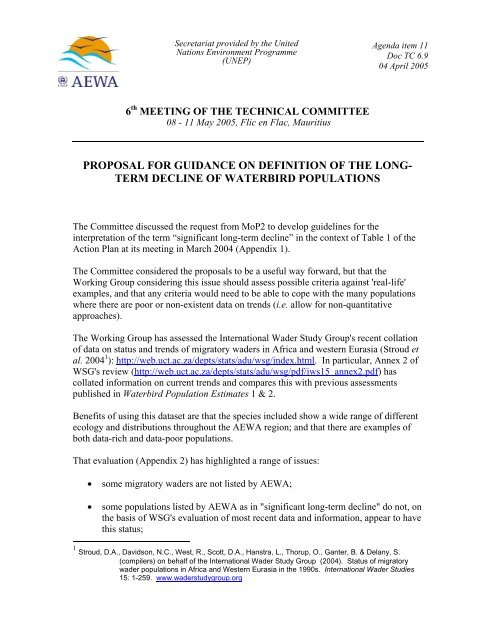 proposal for guidance on definition of the long- term decline ... - AEWA