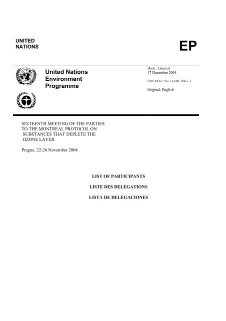 Distr. - Ozone Secretariat - UNEP