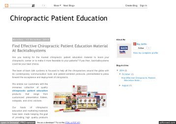 Find Effective Chiropractic Patient Education Material At Backtalksystems