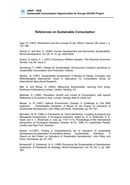 References on Sustainable Consumption (PDF) - UNEP
