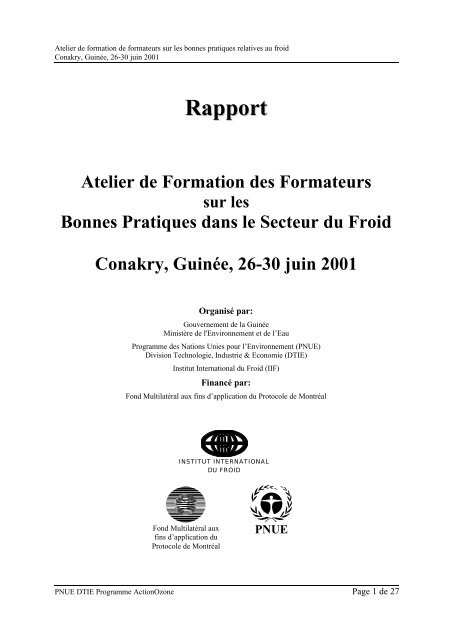 Rapport Atelier de Formation des Formateurs sur les Bonnes - DTIE