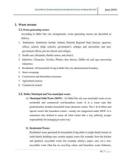 solid waste characterization and quantification of bahir dar city for ...