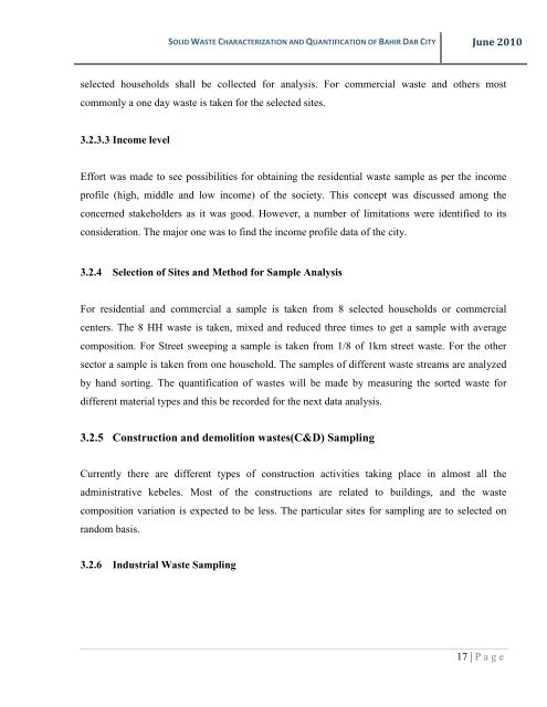 solid waste characterization and quantification of bahir dar city for ...