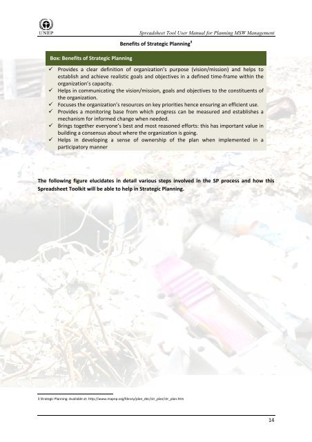 Spreadsheet Tool User Manual forï£°ï£° Planning MSW Management