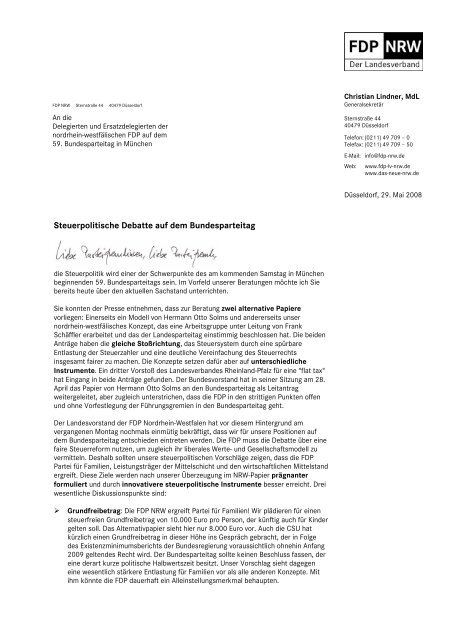 Brief an die Delegierten - FDP NRW