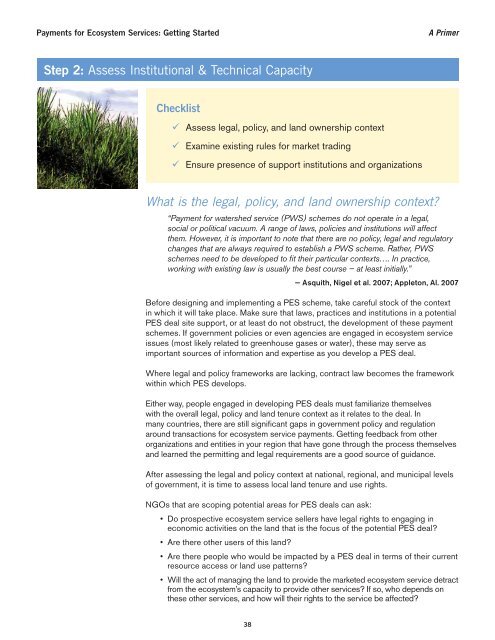 Payments for Ecosystem Services: Getting Started. A Primer - UNEP