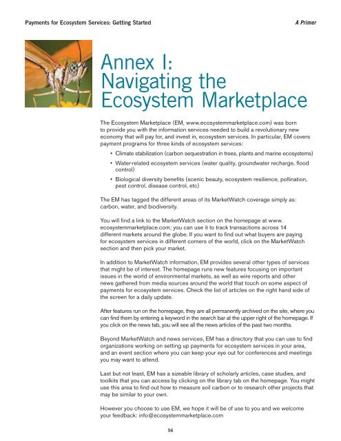 Payments for Ecosystem Services: Getting Started. A Primer - UNEP