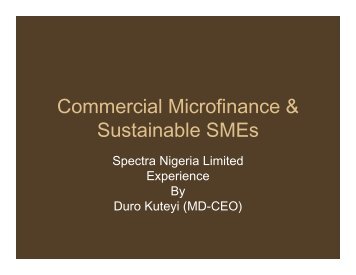 Commercial Microfinance & Sustainable SMEs - UNEP Finance ...