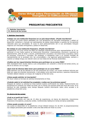 PREGUNTAS FRECUENTES - UNEP Finance Initiative