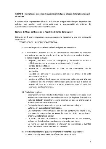 ANEXO 3 : Ejemplos de cláusulas de sustentabilidad para pliegos ...