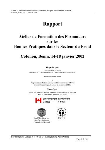 Rapport Atelier de Formation des Formateurs sur les Bonnes ... - DTIE