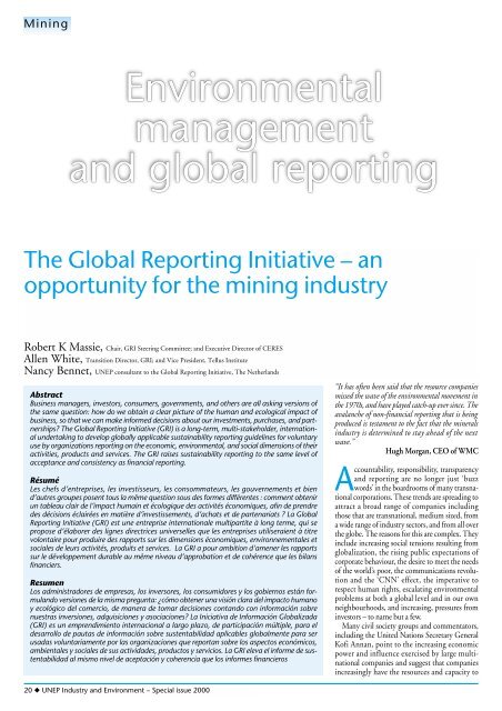 Mining and Sustainable Development II - DTIE