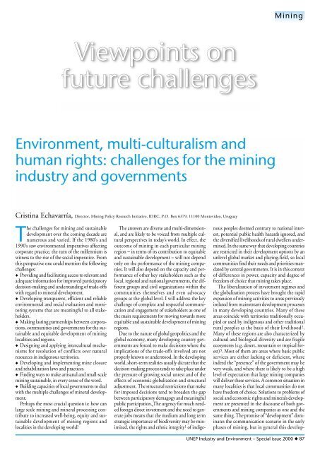 Mining and Sustainable Development II - DTIE