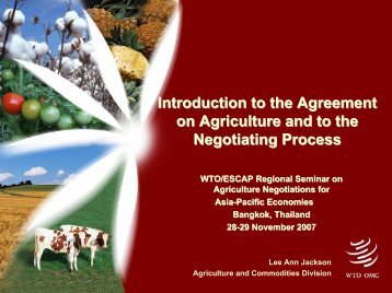 Introduction to the Agreement on Agriculture and to the ... - escap