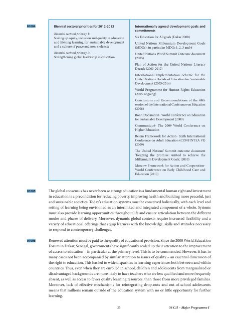 UNESCO. General Conference; 36th; 36 C/5: volume 1: Draft ...