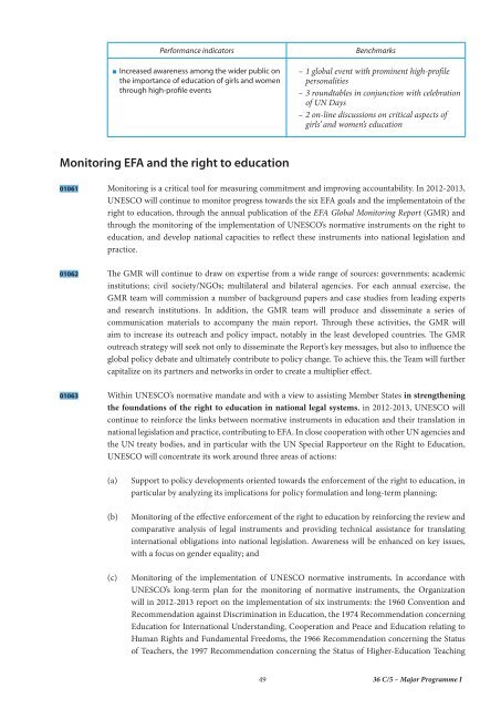 UNESCO. General Conference; 36th; 36 C/5: volume 1: Draft ...