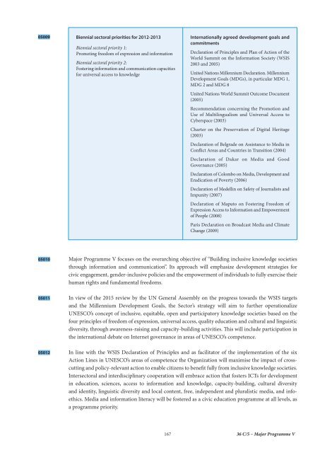 UNESCO. General Conference; 36th; 36 C/5: volume 1: Draft ...