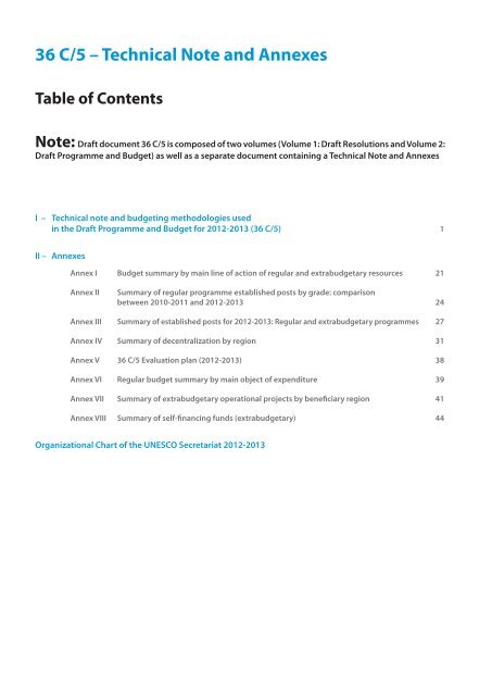 UNESCO. General Conference; 36th; 36 C/5: volume 1: Draft ...