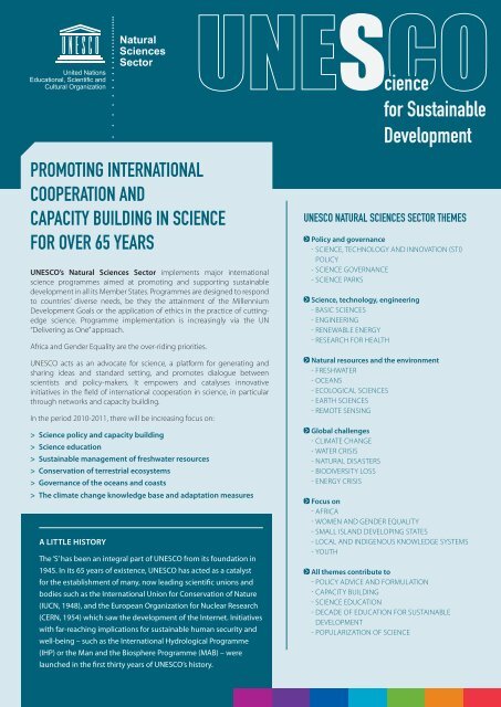 Science for Sustainable Development - Unesco