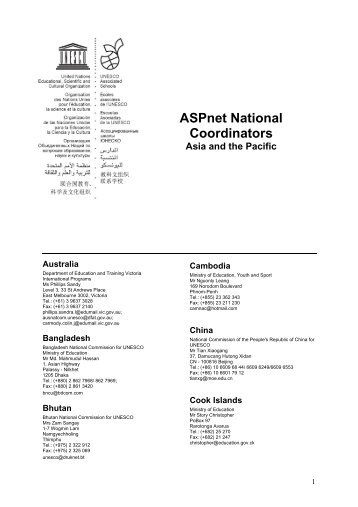 ASPnet National Coordinators - Unesco