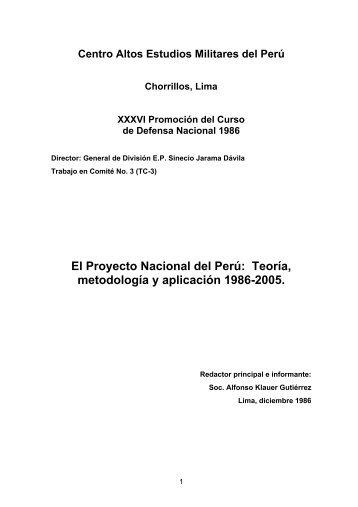 El Proyecto Nacional del PerÃº: TeorÃ­a, metodologÃ­a y ... - Unesco